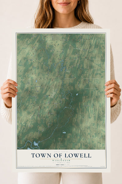 Map of the Town of Lowell, Wisconsin, 18 x 24 inch unframed archival matte print