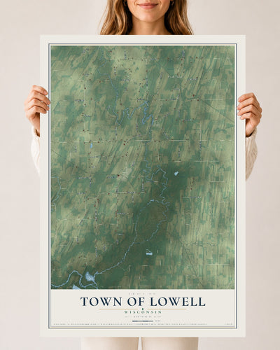 Map of the Town of Lowell, Wisconsin, 24 x 36 inch unframed archival matte print