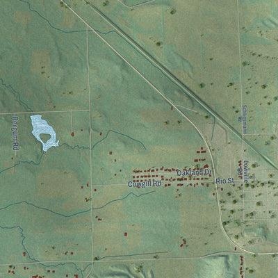 Second close-up of the map of Lowville, Wisconsin print showing more streets and buildings