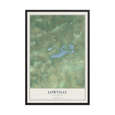 Map of Lowville, Wisconsin, 12 x 18 inch print in a black wood frame