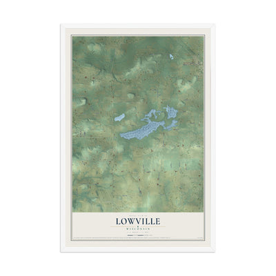Map of Lowville, Wisconsin, 12 x 18 inch print in a white wood frame