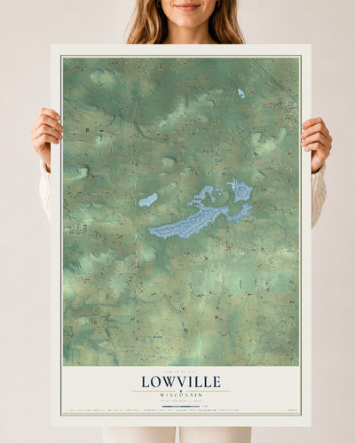 Map of Lowville, Wisconsin, 24 x 36 inch unframed archival matte print