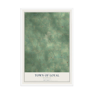 Map of the Town of Loyal, Wisconsin, 12 x 18 inch print in a white wood frame