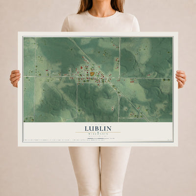 Map of Lublin, Wisconsin, 24 x 36 inch unframed archival matte print