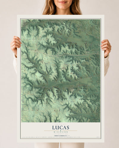 Map of Lucas, Wisconsin, 24 x 36 inch unframed archival matte print