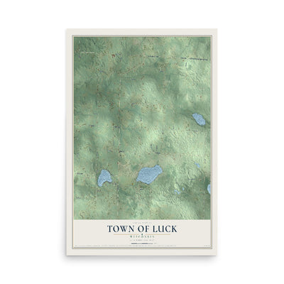 Map of the Town of Luck, Wisconsin, 12 x 18 inch unframed archival matte print