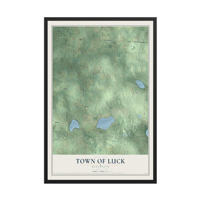 Map of the Town of Luck, Wisconsin, 12 x 18 inch print in a black wood frame