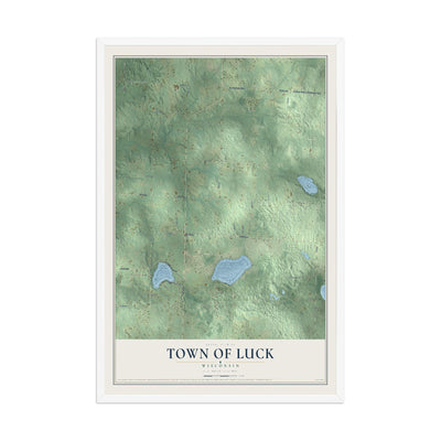Map of the Town of Luck, Wisconsin, 12 x 18 inch print in a white wood frame