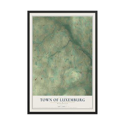 Map of the Town of Luxemburg, Wisconsin, 12 x 18 inch print in a black wood frame