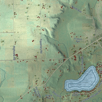 Close-up of the map of Lyndon, Sheboygan County, Wisconsin print showing street and building detail