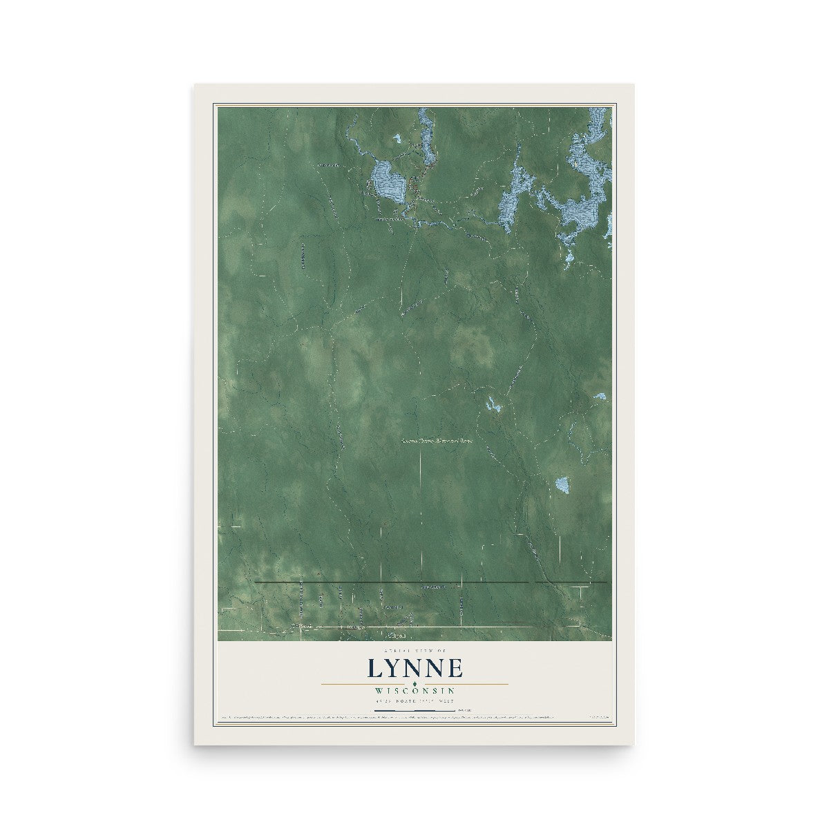 Map of Lynne, Wisconsin, 12 x 18 inch unframed archival matte print