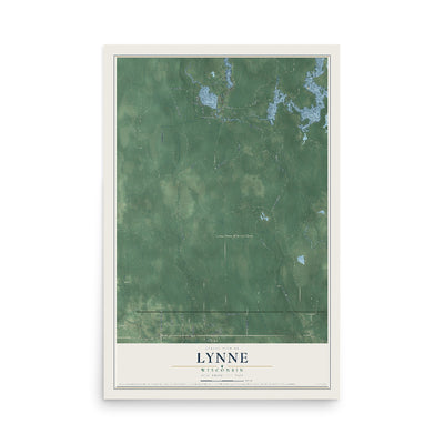 Map of Lynne, Wisconsin, 12 x 18 inch unframed archival matte print