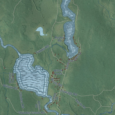 Second close-up of the map of Lynne, Wisconsin print showing more streets and buildings