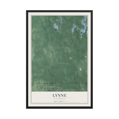 Map of Lynne, Wisconsin, 12 x 18 inch print in a black wood frame