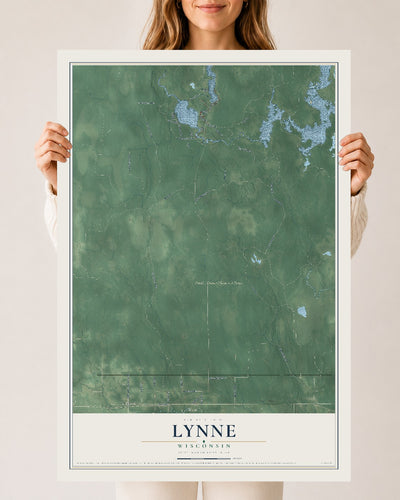 Map of Lynne, Wisconsin, 24 x 36 inch unframed archival matte print