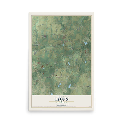Map of Lyons, Wisconsin, 12 x 18 inch unframed archival matte print