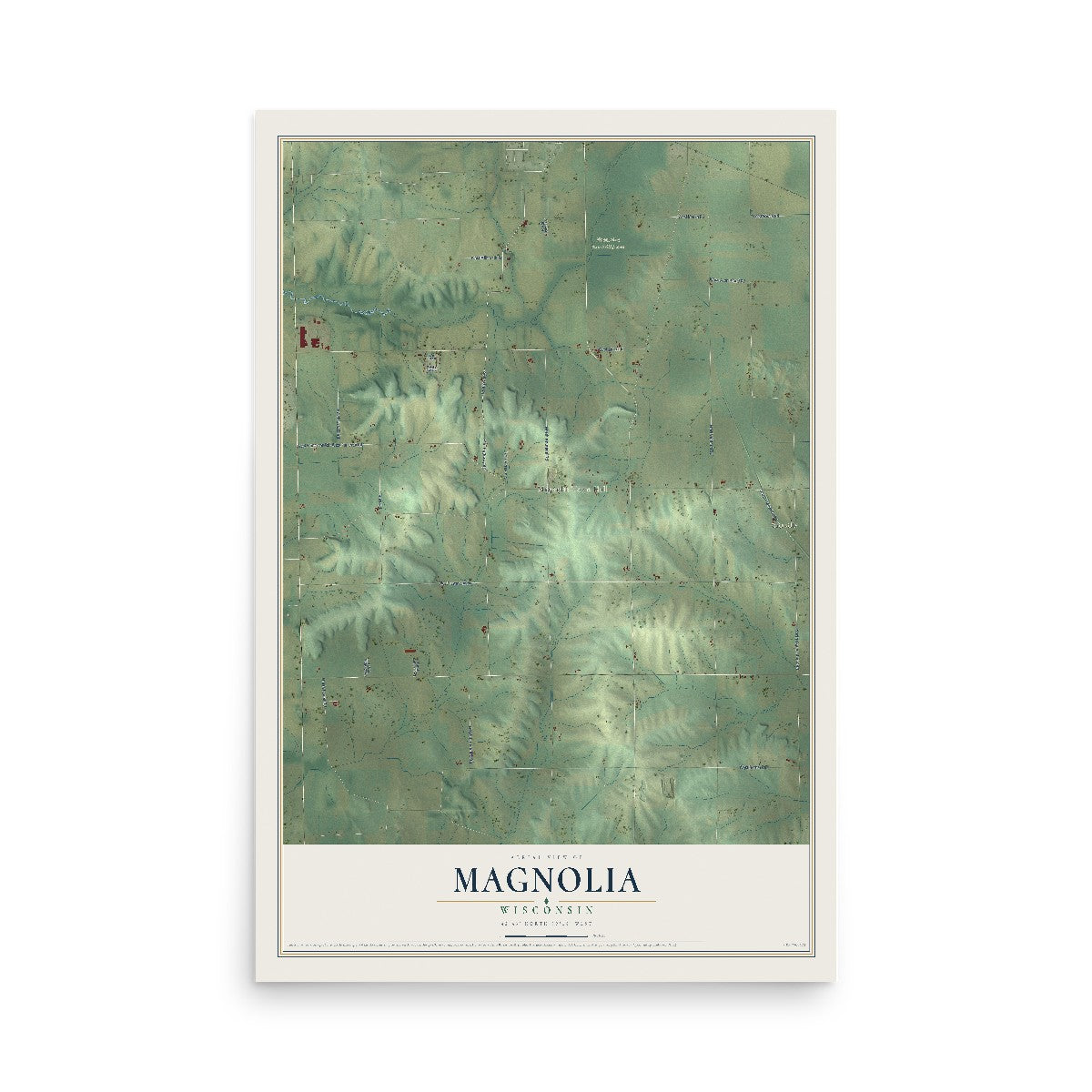 Map of Magnolia, Wisconsin, 12 x 18 inch unframed archival matte print