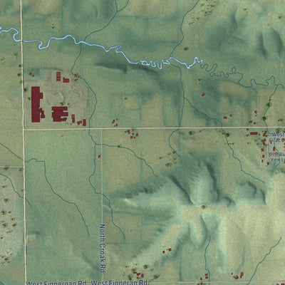 Close-up of the map of Magnolia, Wisconsin print showing street and building detail
