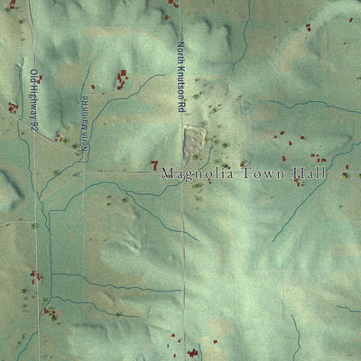 Second close-up of the map of Magnolia, Wisconsin print showing more streets and buildings