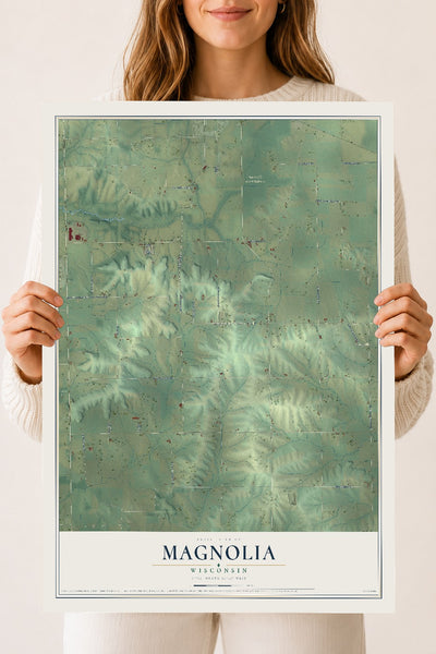 Map of Magnolia, Wisconsin, 18 x 24 inch unframed archival matte print