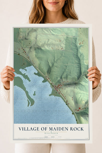 Map of Maiden Rock, Wisconsin, 18 x 24 inch unframed archival matte print