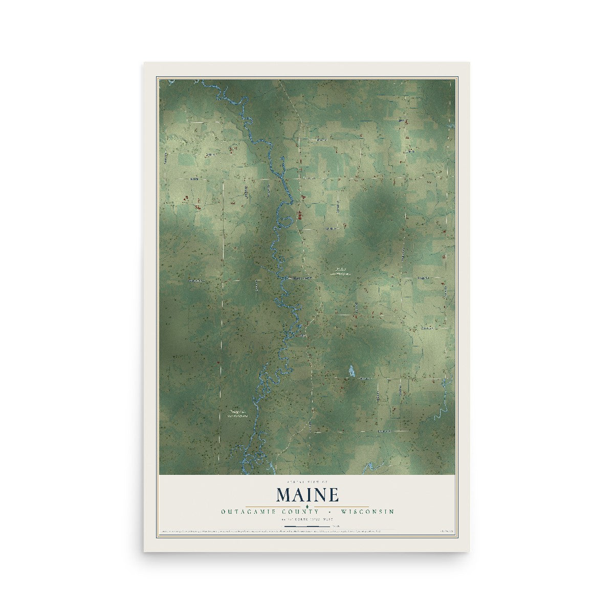 Map of Maine, Outagamie County, Wisconsin, 12 x 18 inch unframed archival matte print