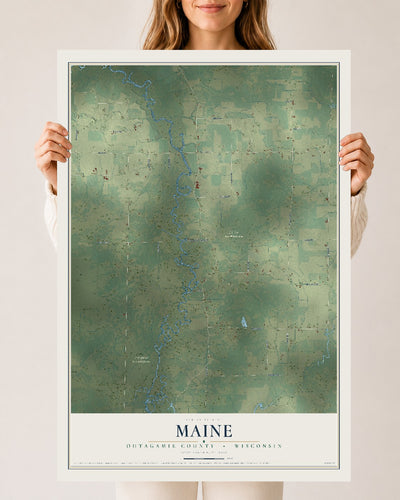 Map of Maine, Outagamie County, Wisconsin, 24 x 36 inch unframed archival matte print