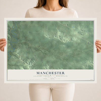 Map of Manchester, Jackson County, Wisconsin, 18 x 24 inch unframed archival matte print