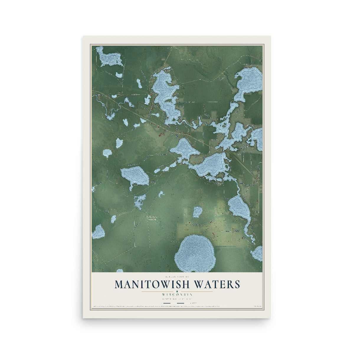 Map of Manitowish Waters, Wisconsin, 12 x 18 inch unframed archival matte print
