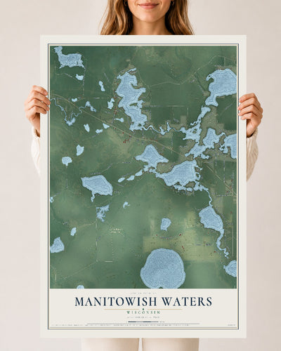 Map of Manitowish Waters, Wisconsin, 24 x 36 inch unframed archival matte print