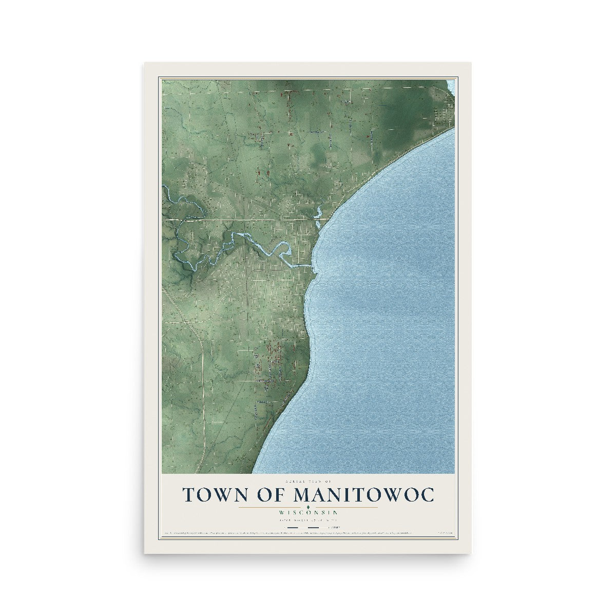Map of the Town of Manitowoc, Wisconsin, 12 x 18 inch unframed archival matte print