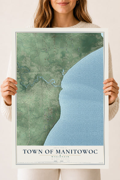 Map of the Town of Manitowoc, Wisconsin, 18 x 24 inch unframed archival matte print