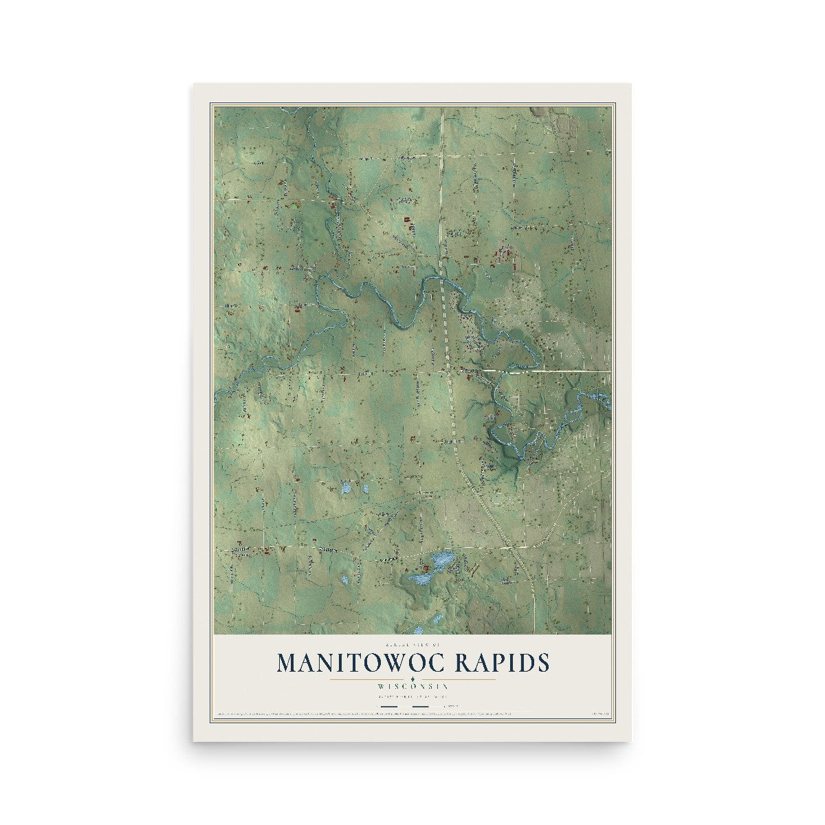 Map of Manitowoc Rapids, Wisconsin, 12 x 18 inch unframed archival matte print