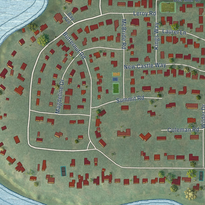 Close-up of the map of Maple Bluff, Wisconsin print showing street and building detail