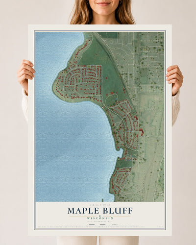 Map of Maple Bluff, Wisconsin, 24 x 36 inch unframed archival matte print