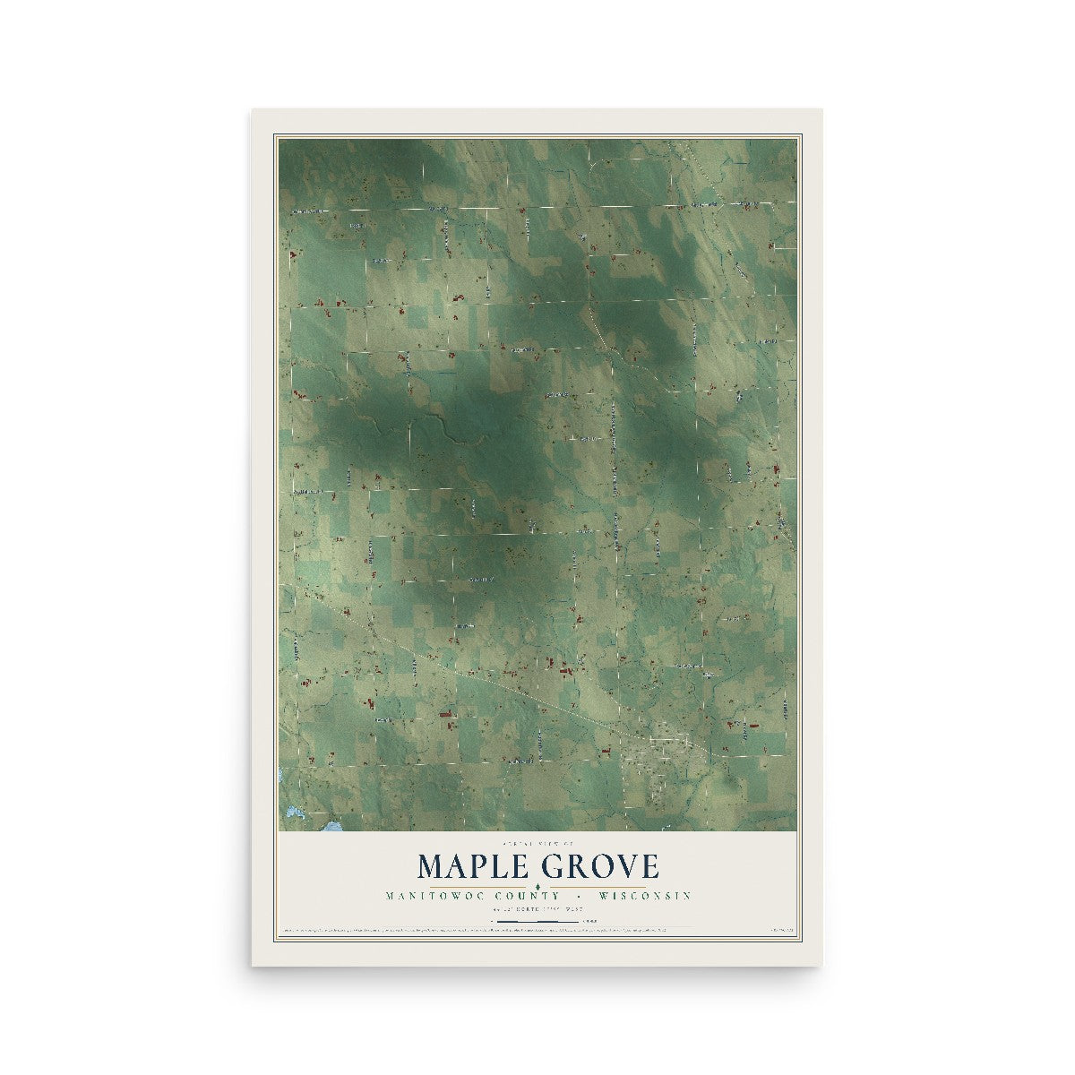 Map of Maple Grove, Manitowoc County, Wisconsin, 12 x 18 inch unframed archival matte print