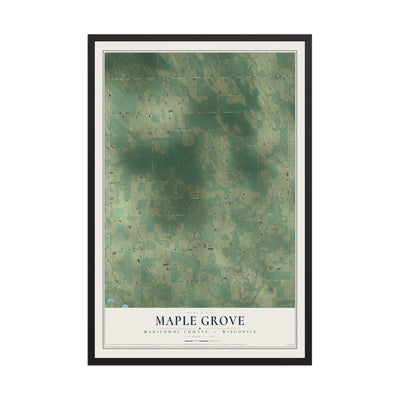 Map of Maple Grove, Manitowoc County, Wisconsin, 12 x 18 inch print in a black wood frame