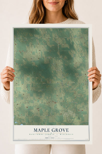 Map of Maple Grove, Manitowoc County, Wisconsin, 18 x 24 inch unframed archival matte print