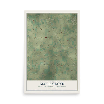 Map of Maple Grove, Shawano County, Wisconsin, 12 x 18 inch unframed archival matte print