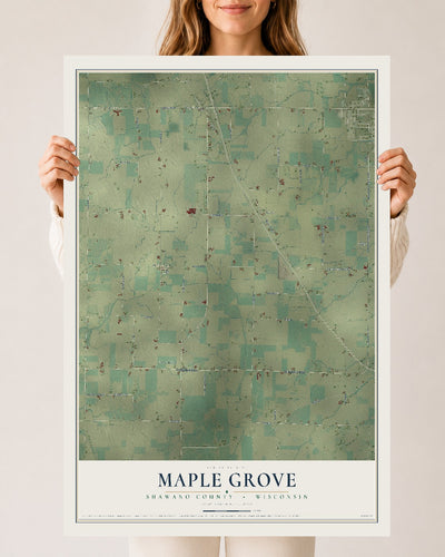 Map of Maple Grove, Shawano County, Wisconsin, 24 x 36 inch unframed archival matte print