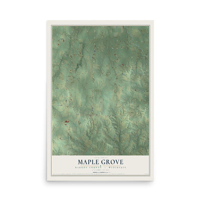 Map of Maple Grove, Barron County, Wisconsin, 12 x 18 inch unframed archival matte print