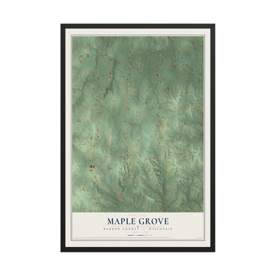 Map of Maple Grove, Barron County, Wisconsin, 12 x 18 inch print in a black wood frame