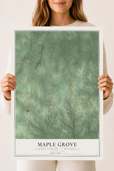 Map of Maple Grove, Barron County, Wisconsin, 18 x 24 inch unframed archival matte print