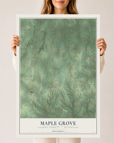 Map of Maple Grove, Barron County, Wisconsin, 24 x 36 inch unframed archival matte print