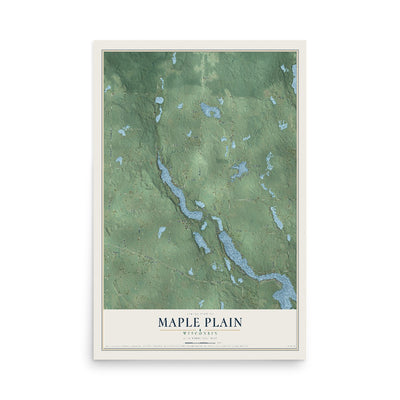 Map of Maple Plain, Wisconsin, 12 x 18 inch unframed archival matte print