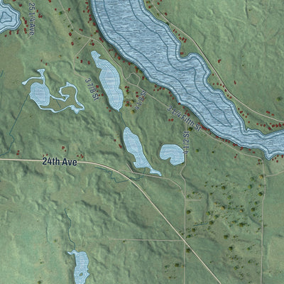 Close-up of the map of Maple Plain, Wisconsin print showing street and building detail