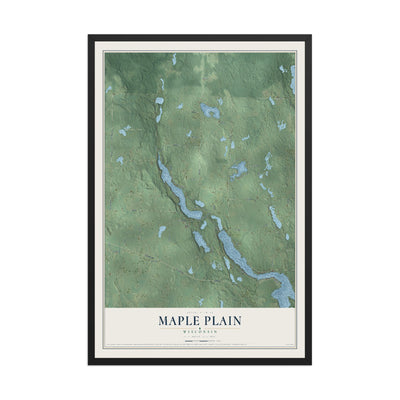 Map of Maple Plain, Wisconsin, 12 x 18 inch print in a black wood frame