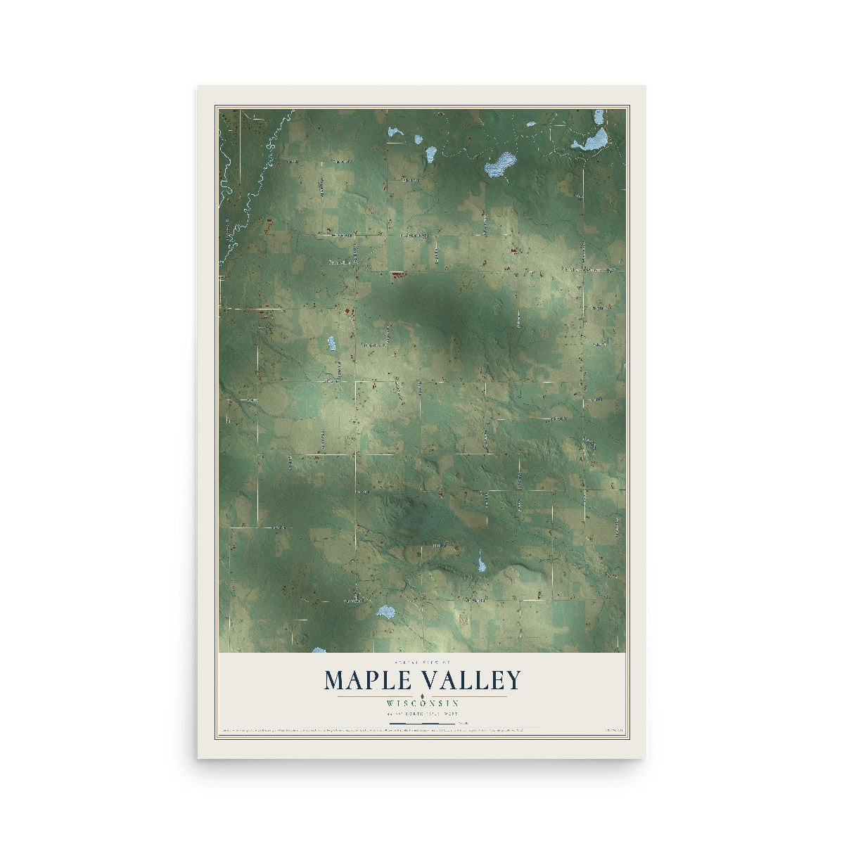 Map of Maple Valley, Wisconsin, 12 x 18 inch unframed archival matte print