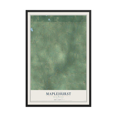 Map of Maplehurst, Wisconsin, 12 x 18 inch print in a black wood frame