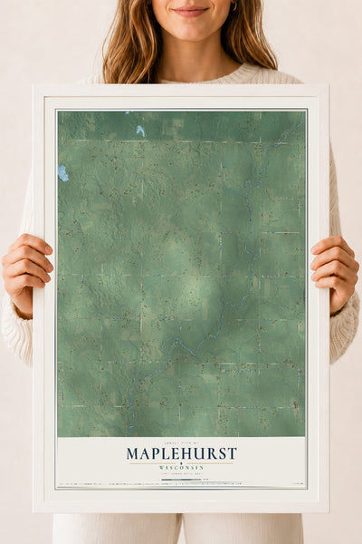 Map of Maplehurst, Wisconsin, 18 x 24 inch print in a white wood frame